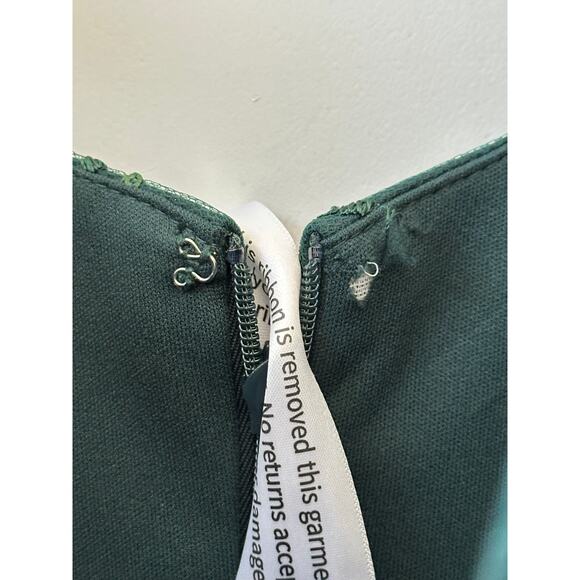 Dessy Collection NWT 3D Embroidered Off Shoulder Green Dress Formal Cocktail 0 - Picture 7 of 8